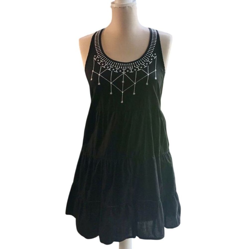 Express Black Embroidered Tiered Whimsigoth Dress‎ Sleeveless Casual XS